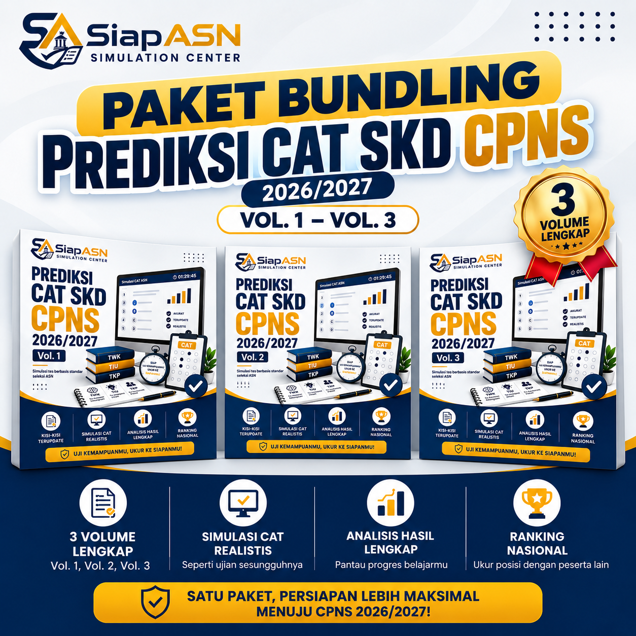 Paket Bundling Prediksi CAT SKD CPNS 2026/2027 Vol. 1 - Vol. 3